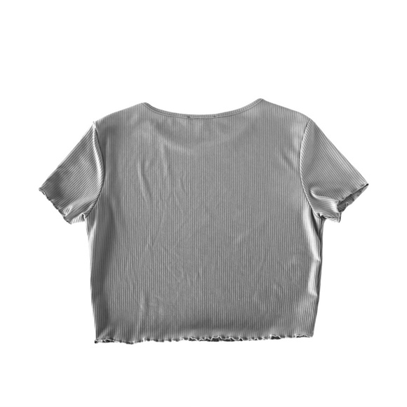 Missguided - Petite Gray crew-neck Crop Top - Picture 9 of 10